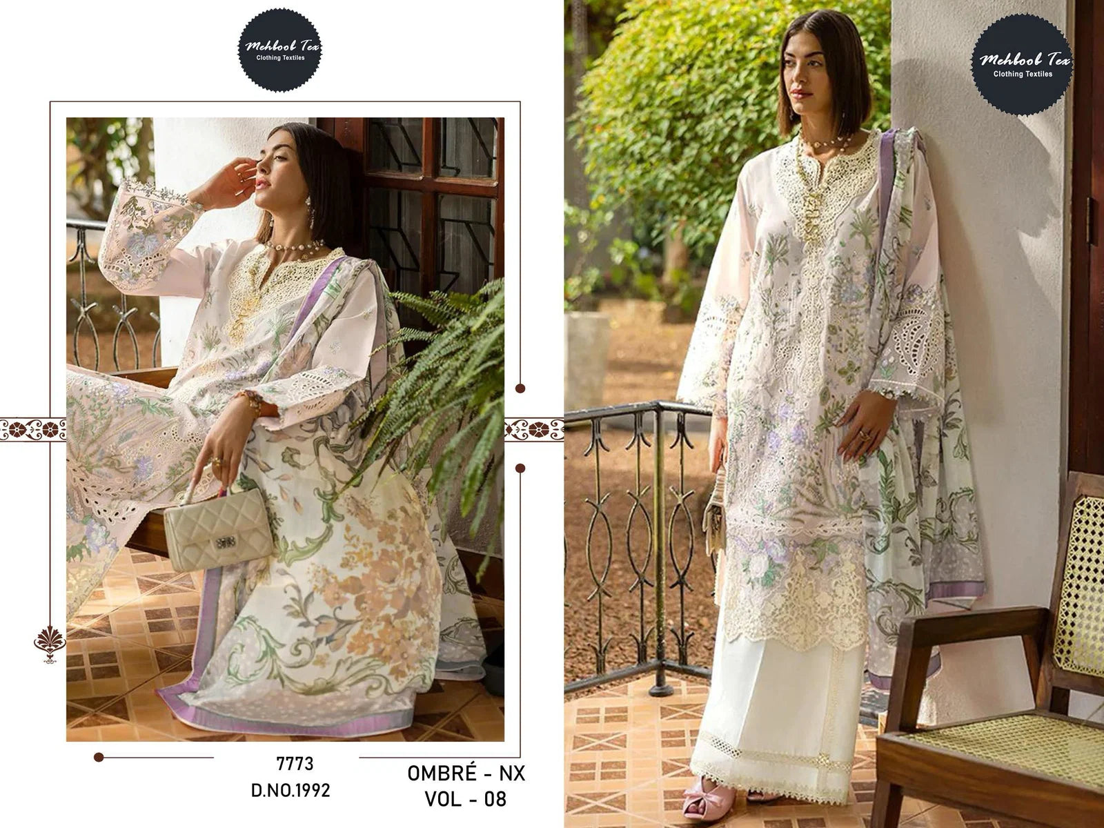 Mehboob Tex Ombre Nx Vol 8 Cotton Embroidered Salwar Kameez
