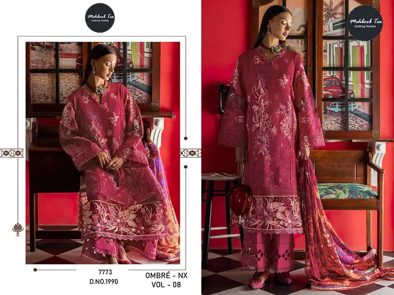 Mehboob Tex Ombre Nx Vol 8 Cotton Embroidered Salwar Kameez