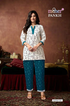 Meher Pankh Ruby Slub Printed Co Ord Set Collection