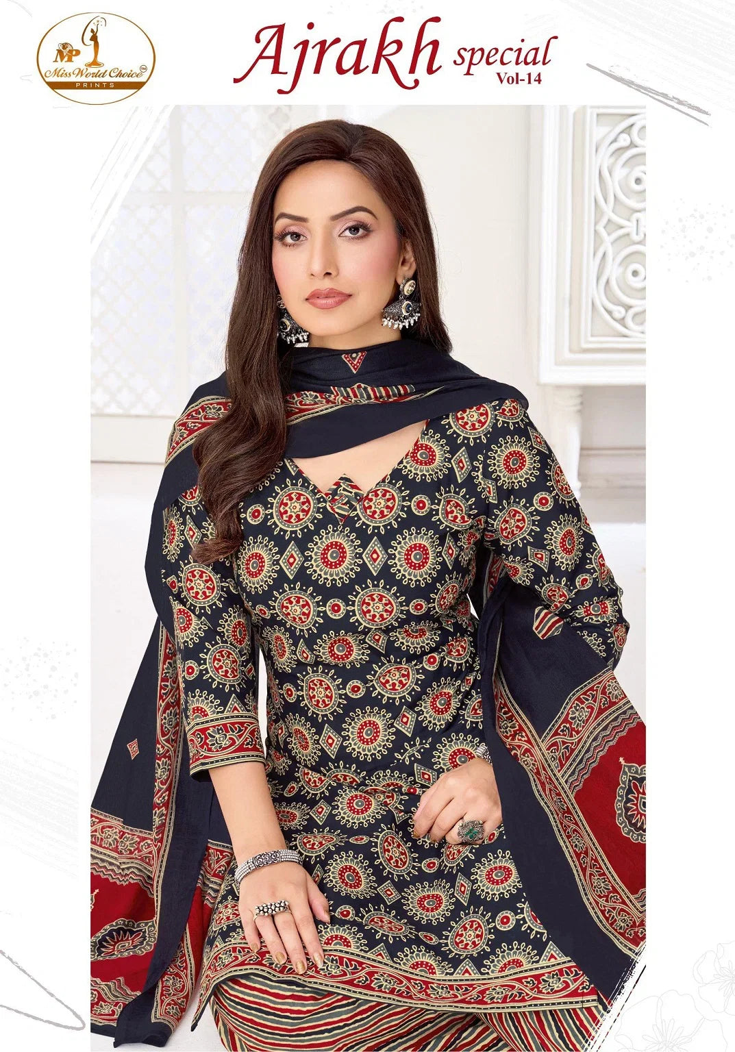 Miss World Ajrakh Vol 14 Readymade Cotton Patiyala Dress Collection