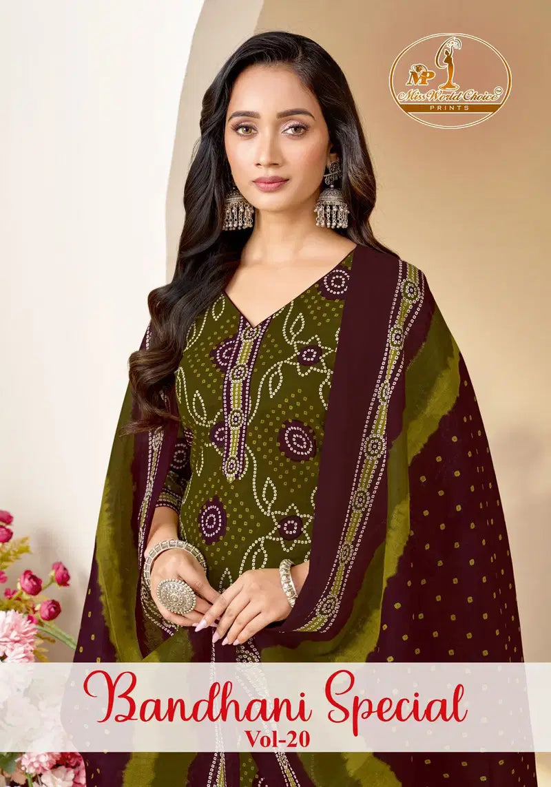 Miss World Bandhani Vol 20 Readymade Cotton Patiyala Dress