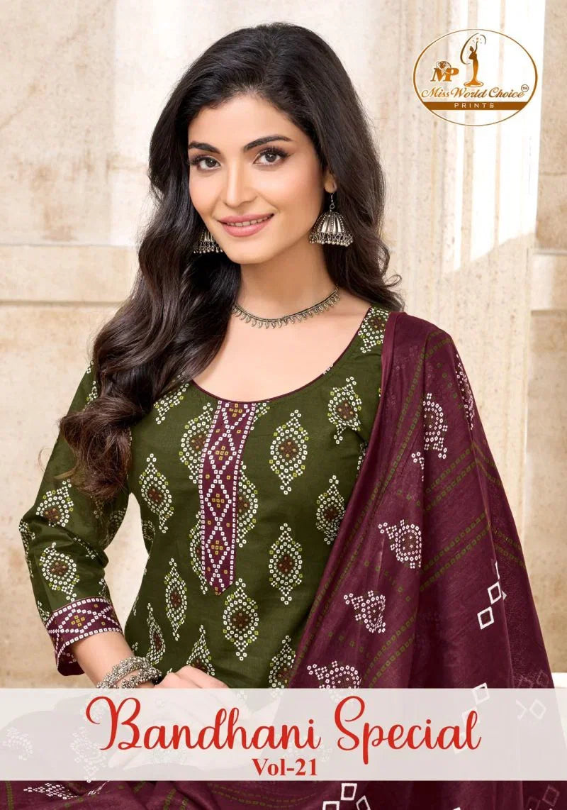 Miss World Bandhani Vol 21 Readymade Cotton Patiyala Dress