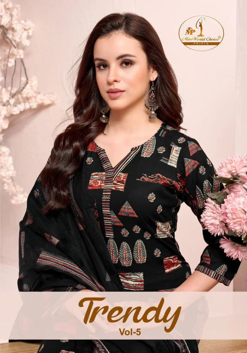 Miss World Trendy Vol 5 Readymade Cotton Printed Kurti Pant With Dupatta