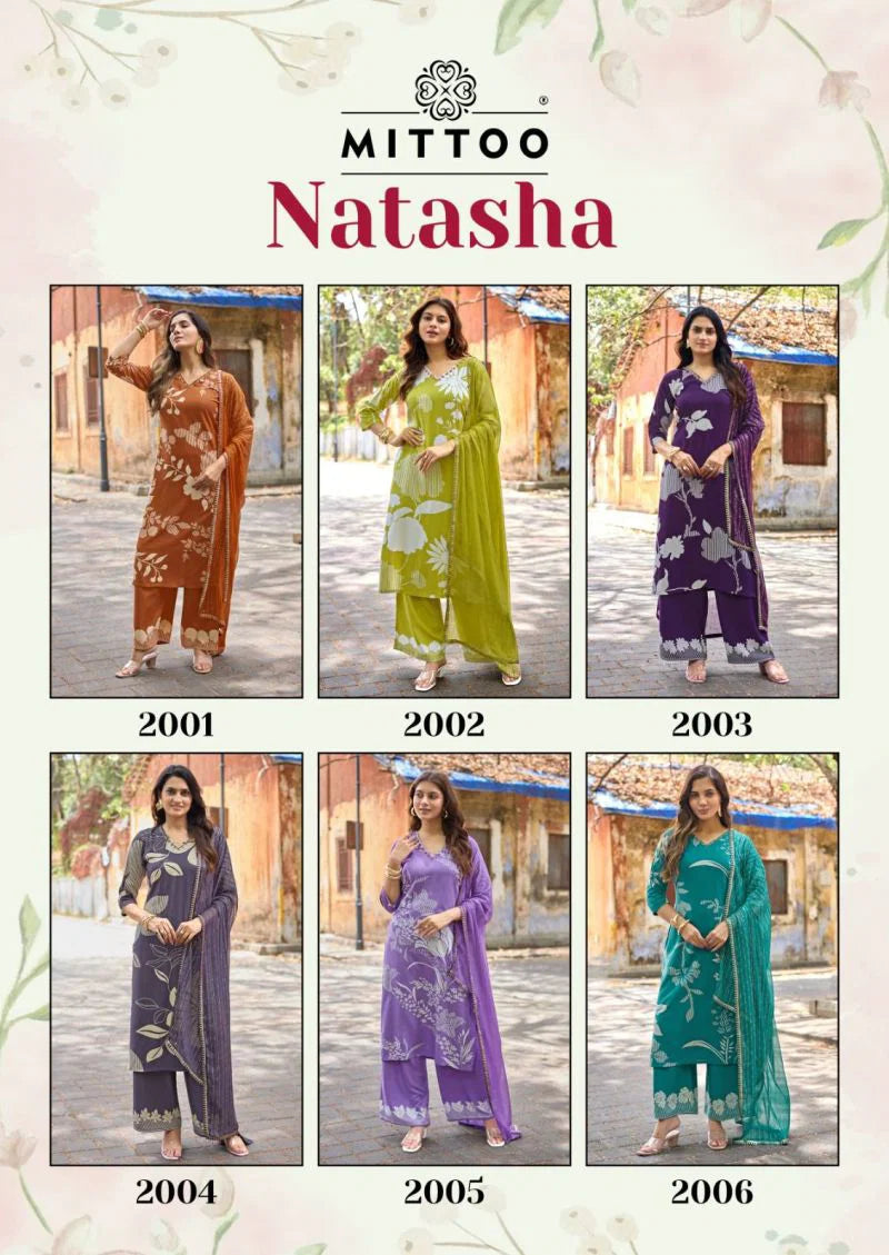 Mittoo Natasha Rayon Printed Kurti With Bottom Dupatta
