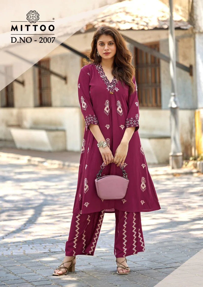 Mittoo Vitara Vol 2 Rayon Printed Kurti With Bottom Collection