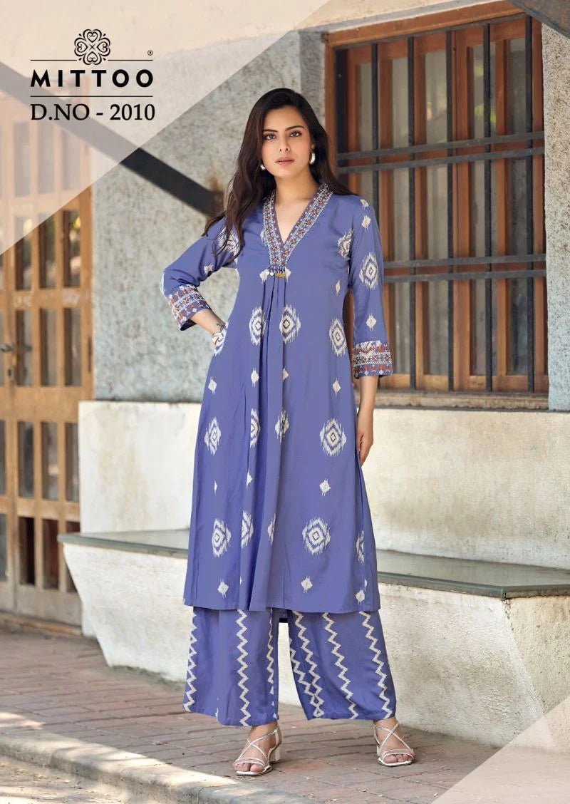 Mittoo Vitara Vol 2 Rayon Printed Kurti With Bottom Collection
