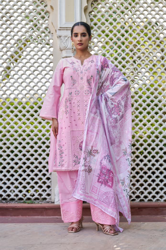 Naisha K 1050 Cotton Embroidered Kurti With Bottom Dupatta Full Catalog available at wholesale rate.