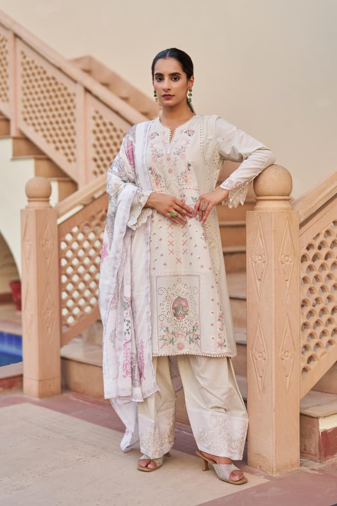 Naisha K 1050 Cotton Embroidered Kurti With Bottom Dupatta Full Catalog available at wholesale rate.
