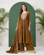 Naisha K 1074 Roman Embroidered Kurti With Bottom Dupatta