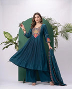 Naisha K 1074 Roman Embroidered Kurti With Bottom Dupatta