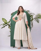 Naisha K 1074 Roman Embroidered Kurti With Bottom Dupatta