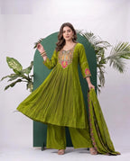 Naisha K 1074 Roman Embroidered Kurti With Bottom Dupatta