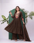 Naisha K 1074 Roman Embroidered Kurti With Bottom Dupatta