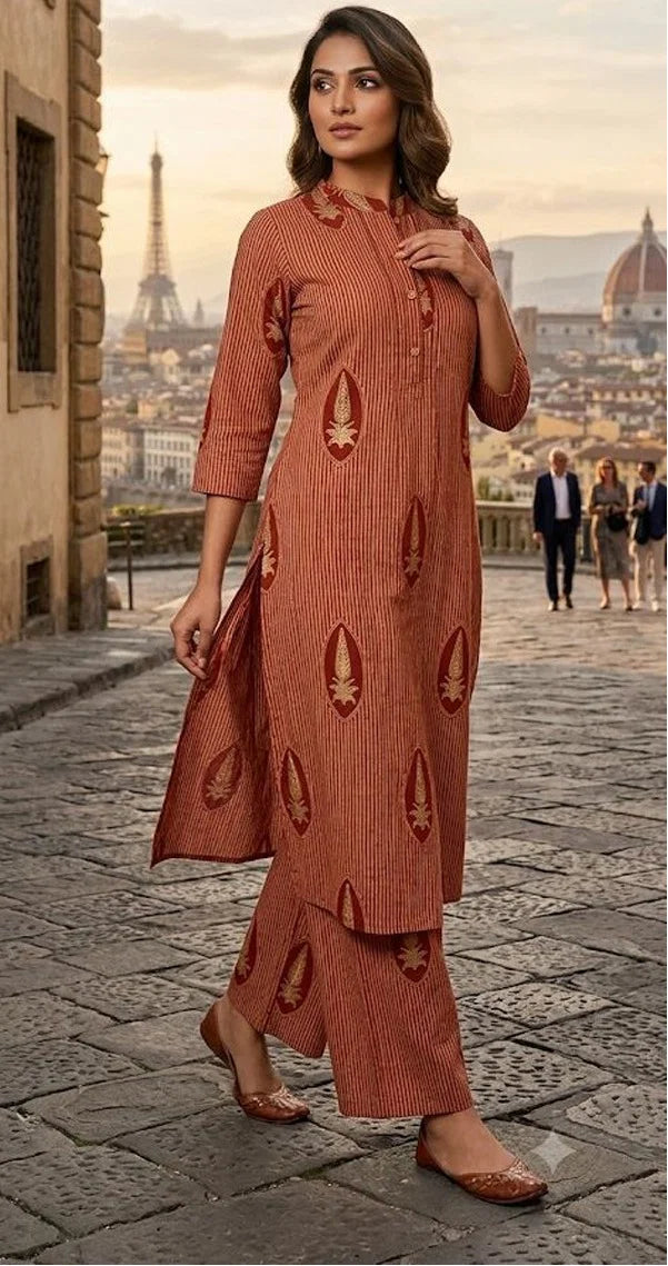 Naisha K 1078 Cotton Printed Kurti With Bottom