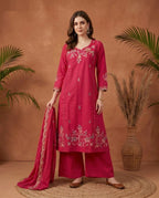 Naisha K 1079 Mul Cotton Handwork Kurti With Bottom Dupatta