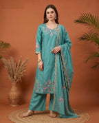 Naisha K 1079 Mul Cotton Handwork Kurti With Bottom Dupatta