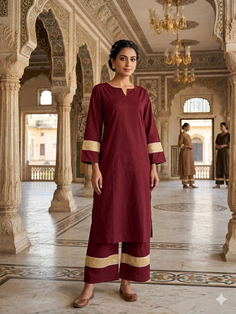 Naisha K 1104 Dhabu Cottom Straight Cut Kurti With Bottom