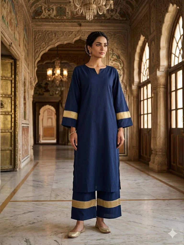 Naisha K 1104 Dhabu Cottom Straight Cut Kurti With Bottom