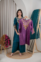 Naisha K 1105 Roman Glass Embroidered Kurti With Bottom Dupatta