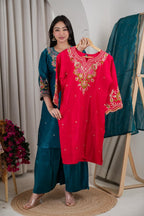 Naisha K 1105 Roman Glass Embroidered Kurti With Bottom Dupatta