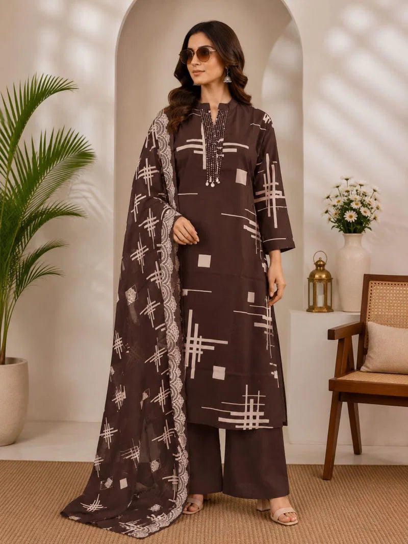Naisha K 1139 Cotton Printed Hand Work Kurti With Bottom Dupatta