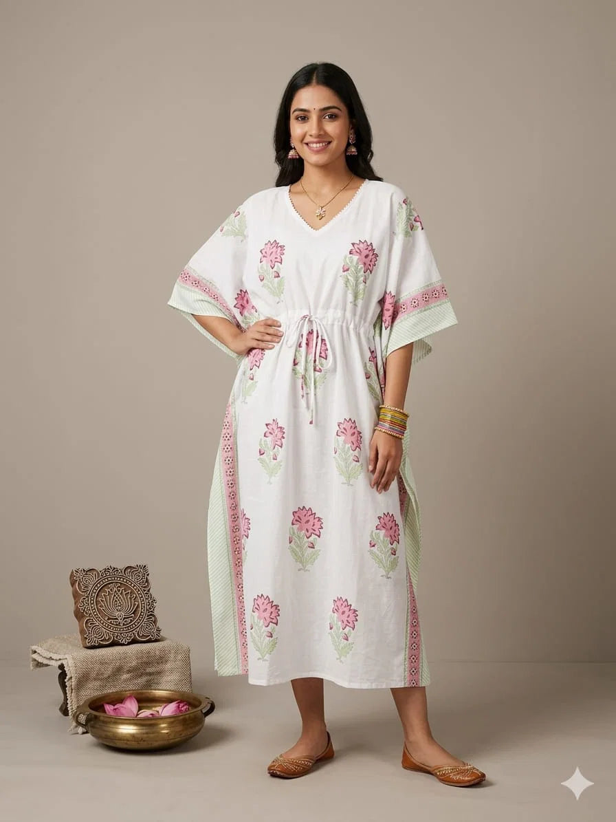 Naisha K 428 Vol 2 Cotton Slub Hand Block Print Kaftan Collection
