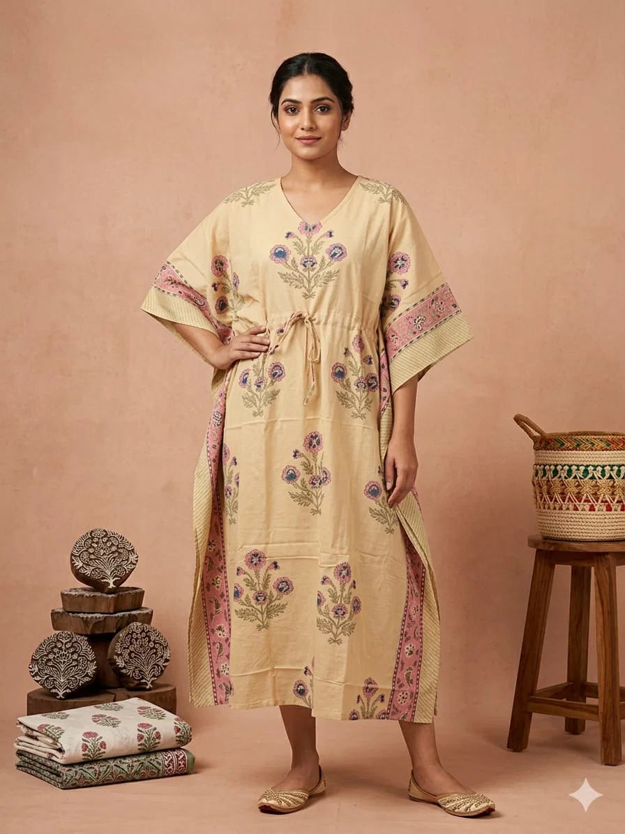 Naisha K 428 Vol 2 Cotton Slub Hand Block Print Kaftan Collection