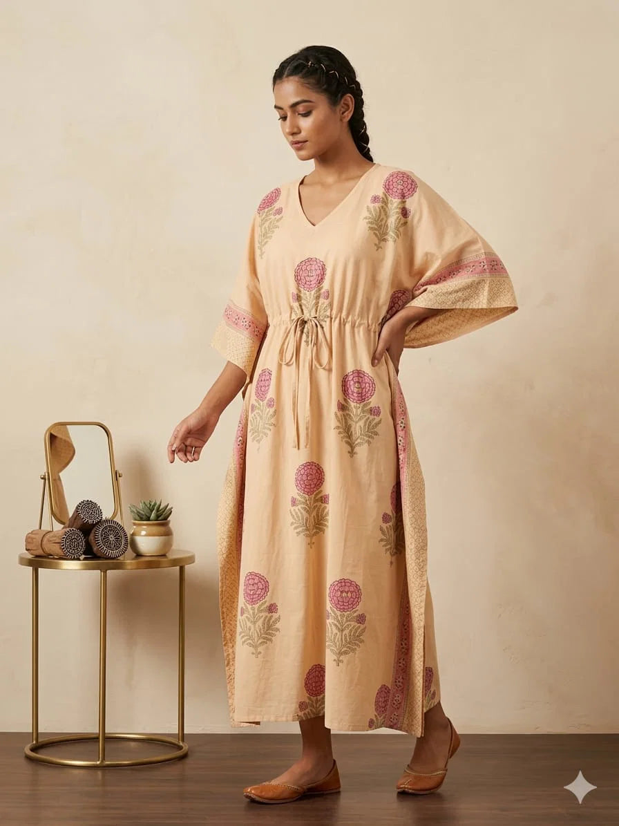 Naisha K 428 Vol 2 Cotton Slub Hand Block Print Kaftan Collection