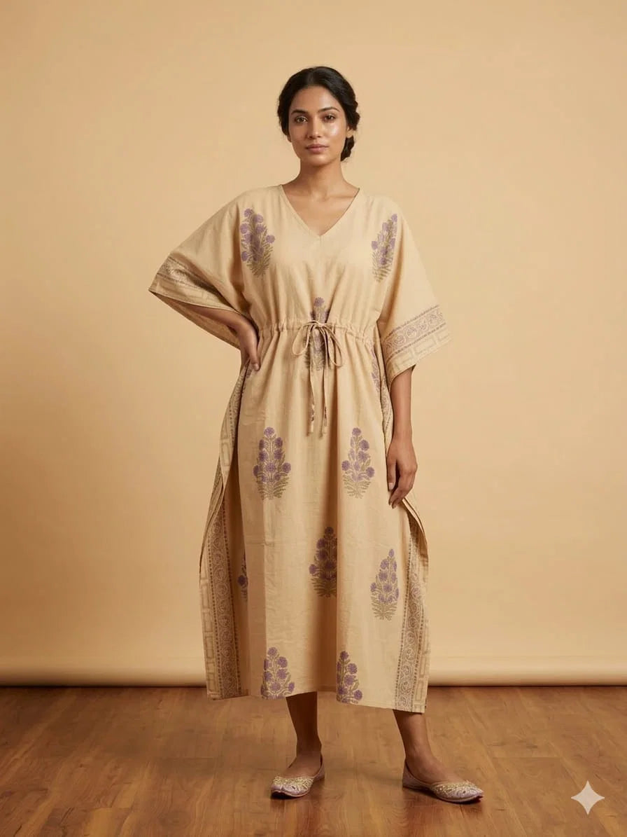 Naisha K 428 Vol 2 Cotton Slub Hand Block Print Kaftan Collection