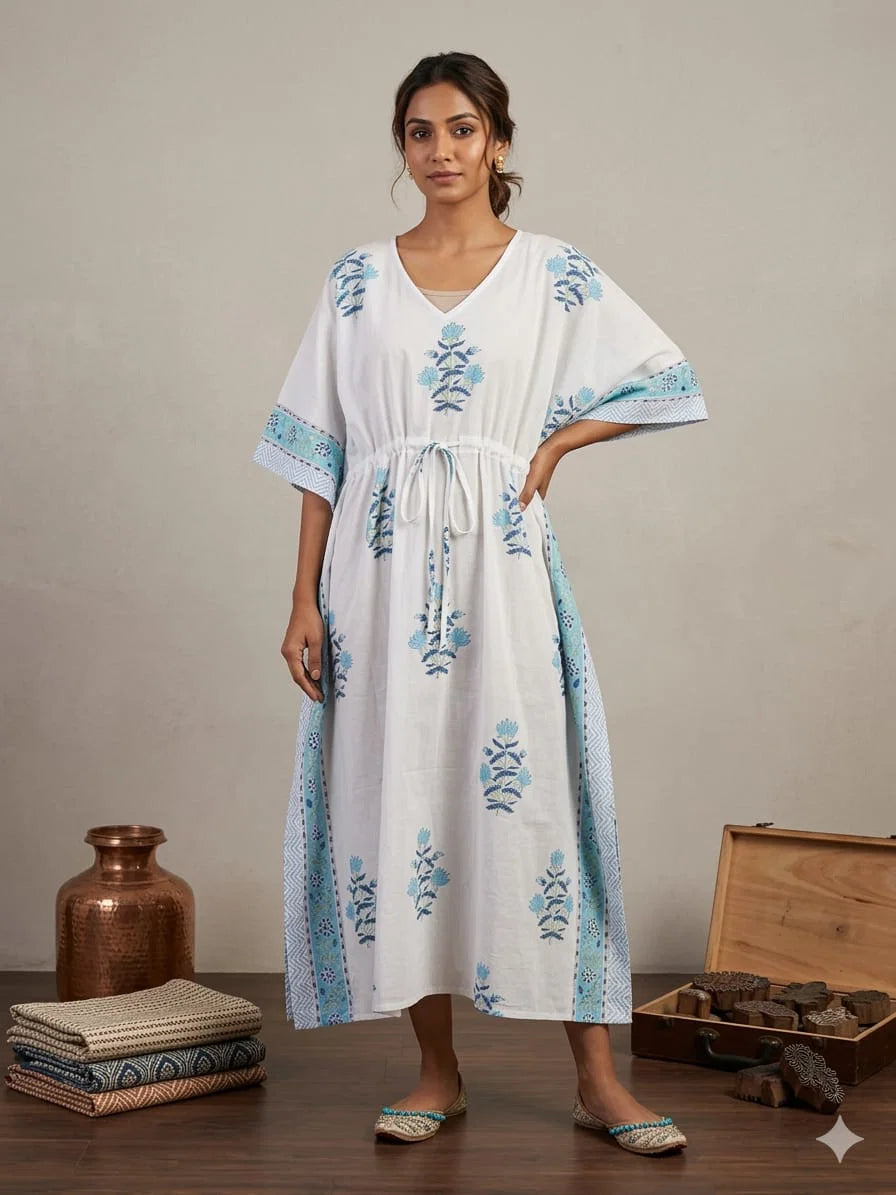 Naisha K 428 Vol 2 Cotton Slub Hand Block Print Kaftan Collection