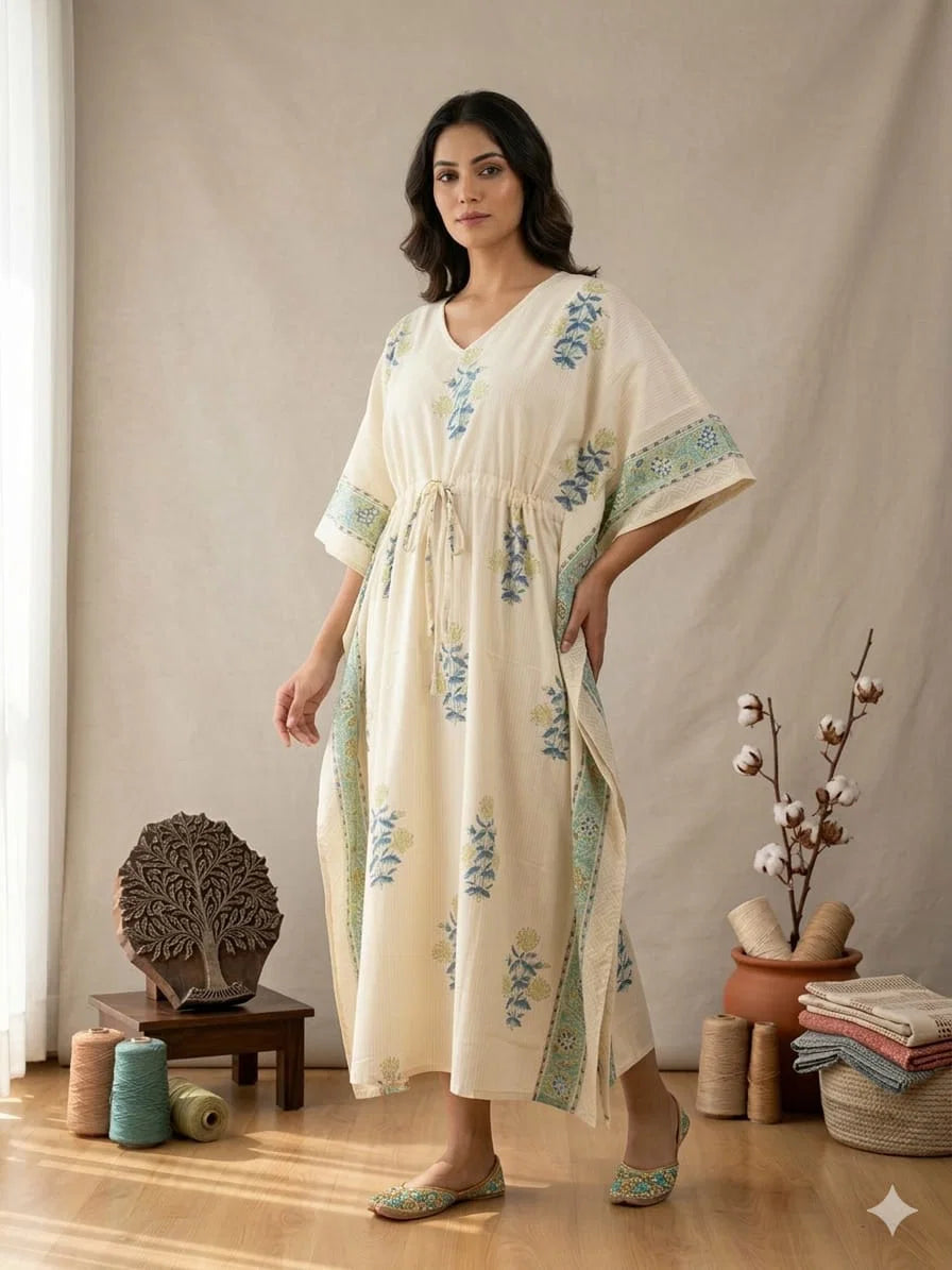 Naisha K 428 Vol 2 Cotton Slub Hand Block Print Kaftan Collection