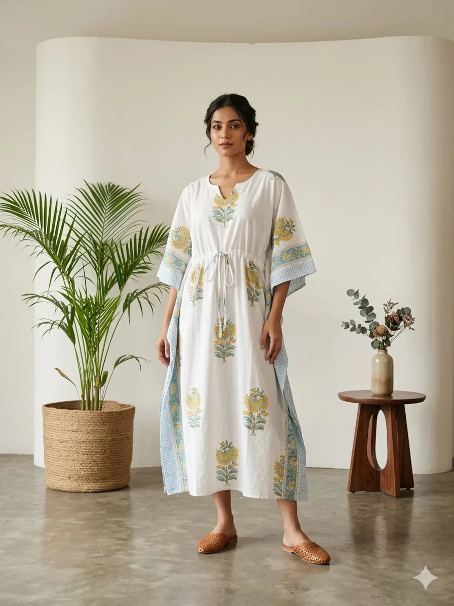 Naisha K 428 Vol 2 Cotton Slub Hand Block Print Kaftan Collection