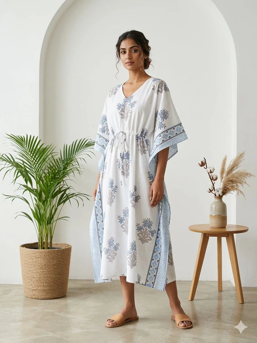 Naisha K 428 Vol 2 Cotton Slub Hand Block Print Kaftan Collection