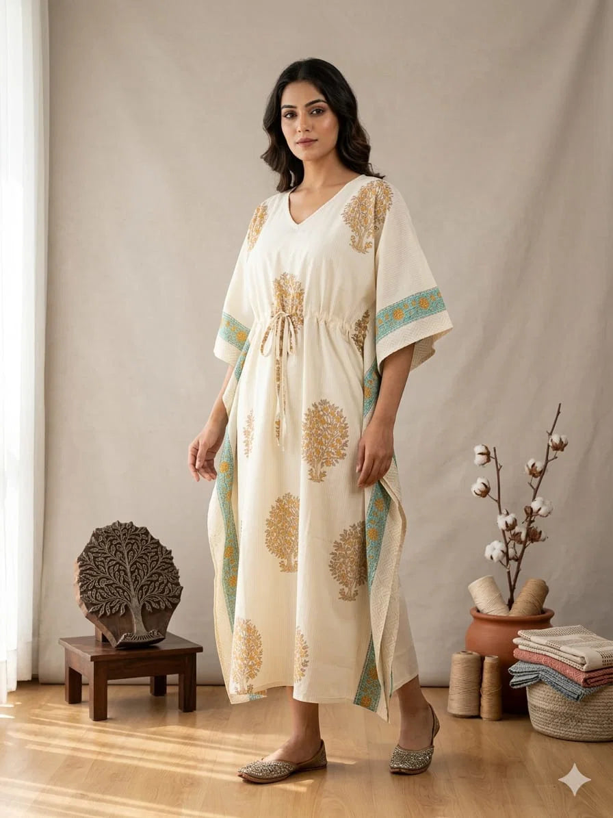 Naisha K 428 Vol 2 Cotton Slub Hand Block Print Kaftan Collection