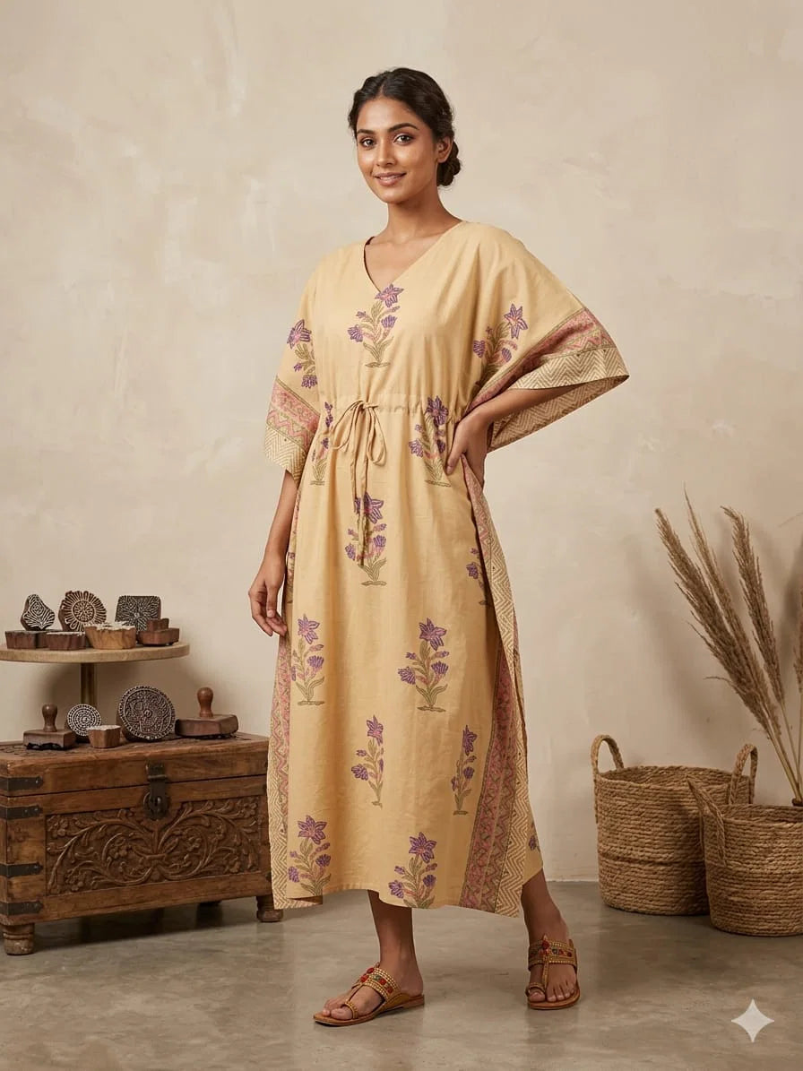 Naisha K 428 Vol 2 Cotton Slub Hand Block Print Kaftan Collection