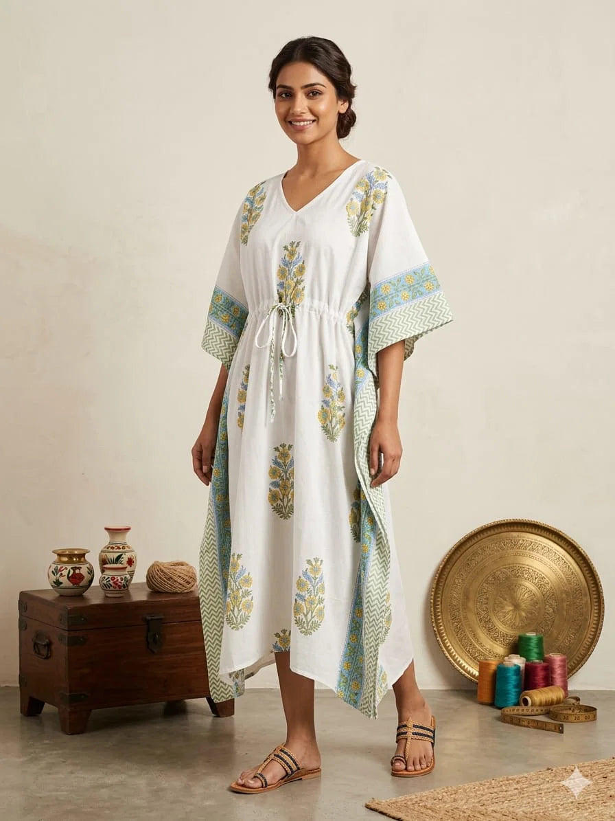 Naisha K 428 Vol 2 Cotton Slub Hand Block Print Kaftan Collection