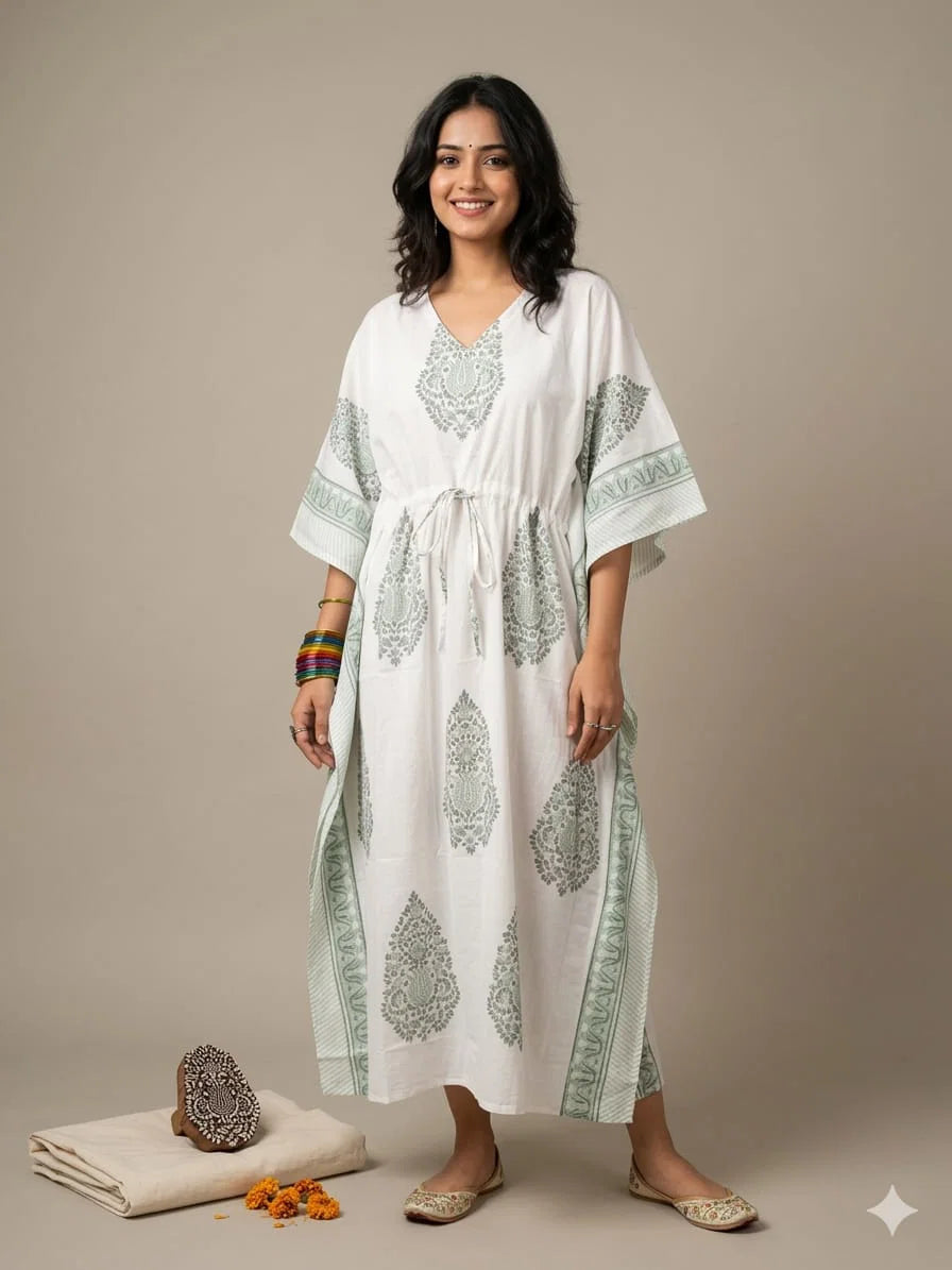 Naisha K 428 Vol 2 Cotton Slub Hand Block Print Kaftan Collection