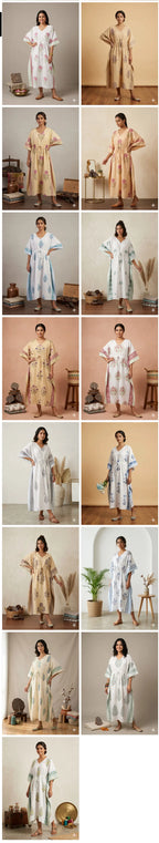Naisha K 428 Vol 2 Cotton Slub Hand Block Print Kaftan Collection