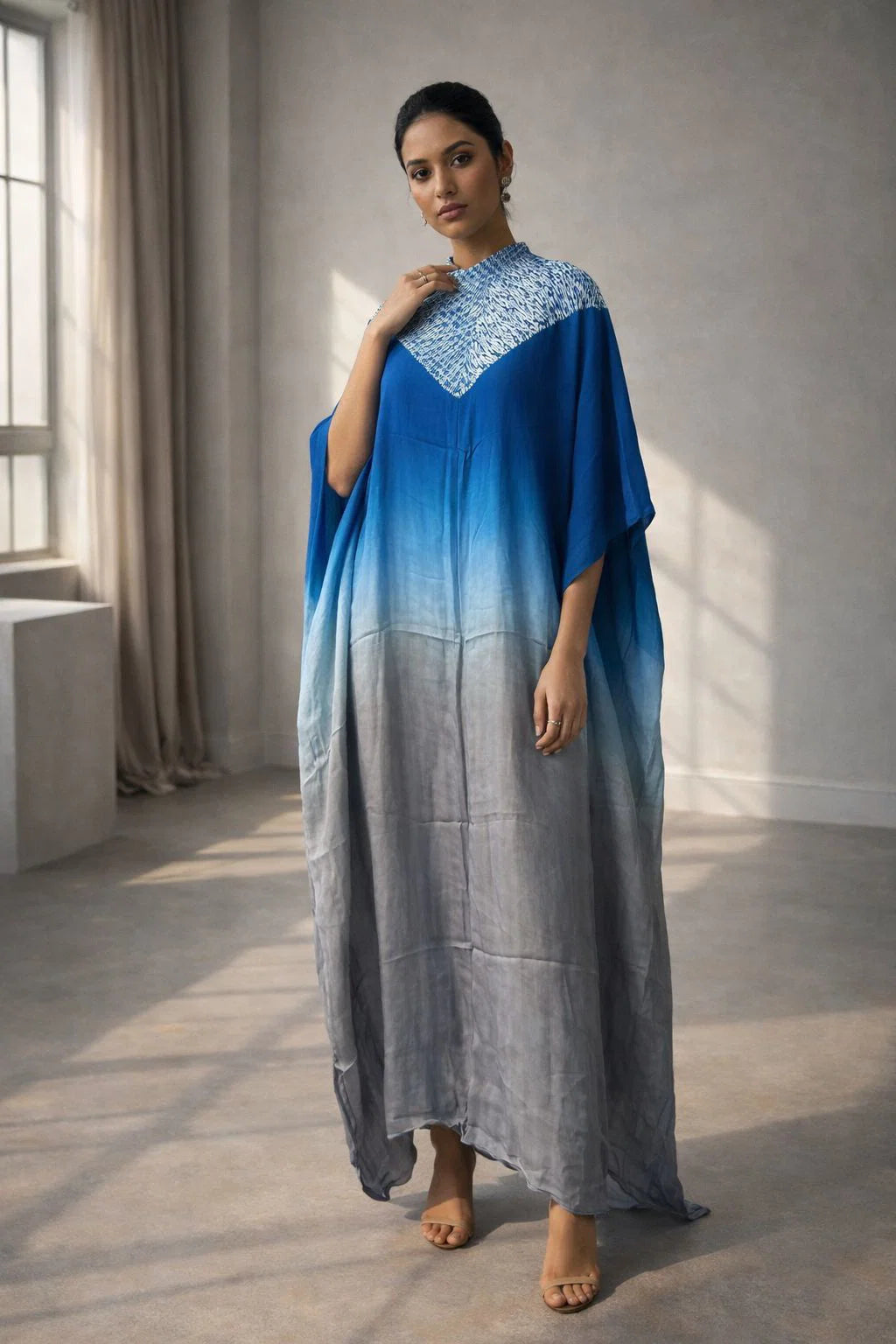 Naisha K 674 Modal Silk Bandhej Sibori Kaftan Collection