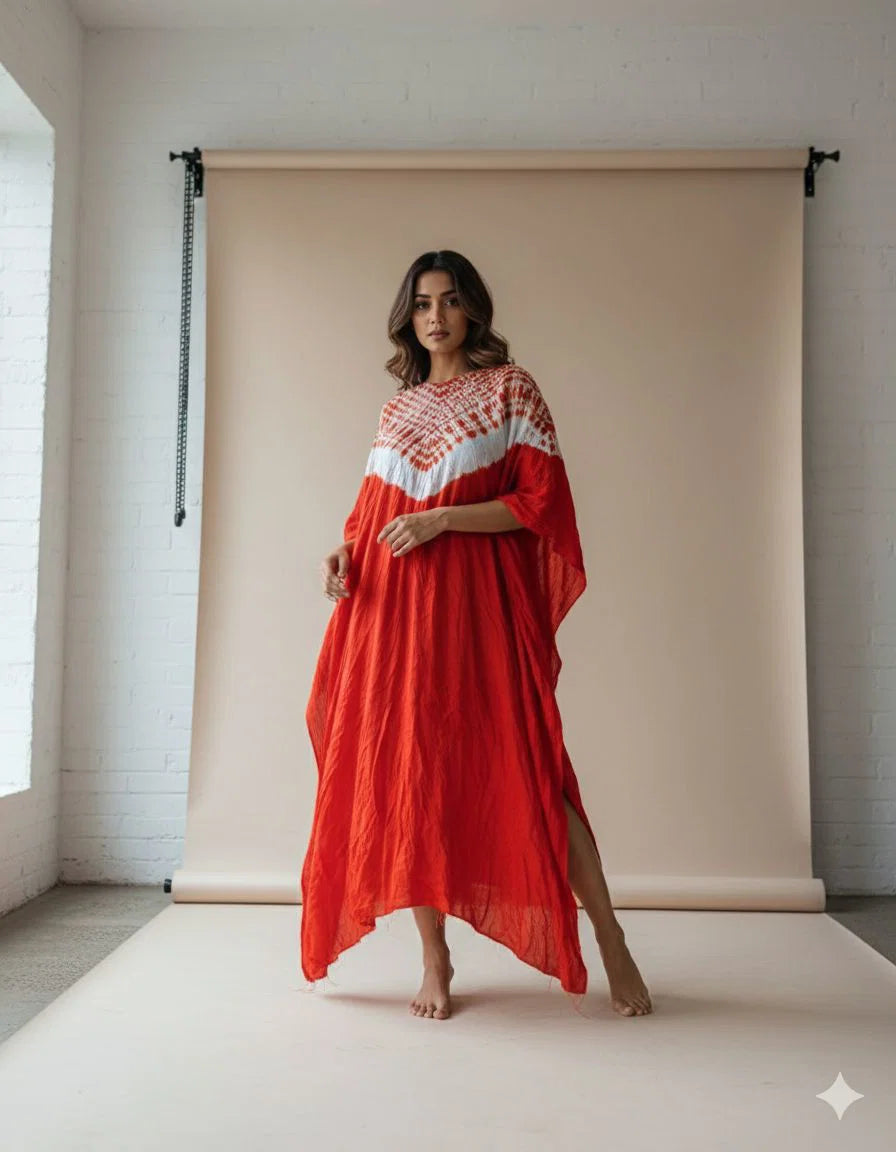 Naisha K 674 Modal Silk Bandhej Sibori Kaftan Collection