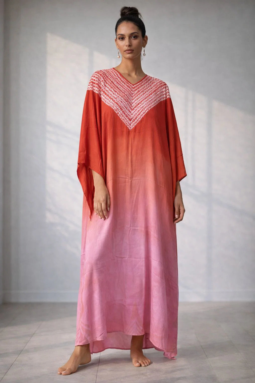 Naisha K 674 Modal Silk Bandhej Sibori Kaftan Collection