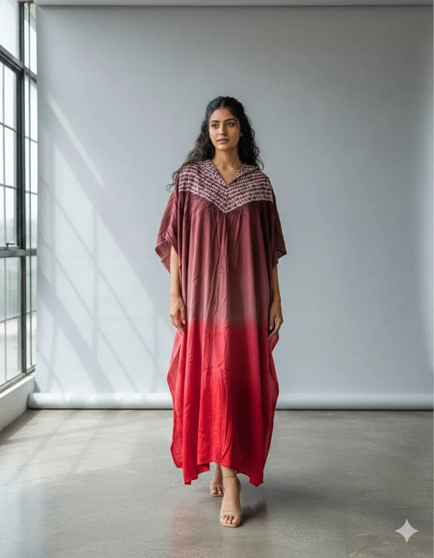 Naisha K 674 Modal Silk Bandhej Sibori Kaftan Collection