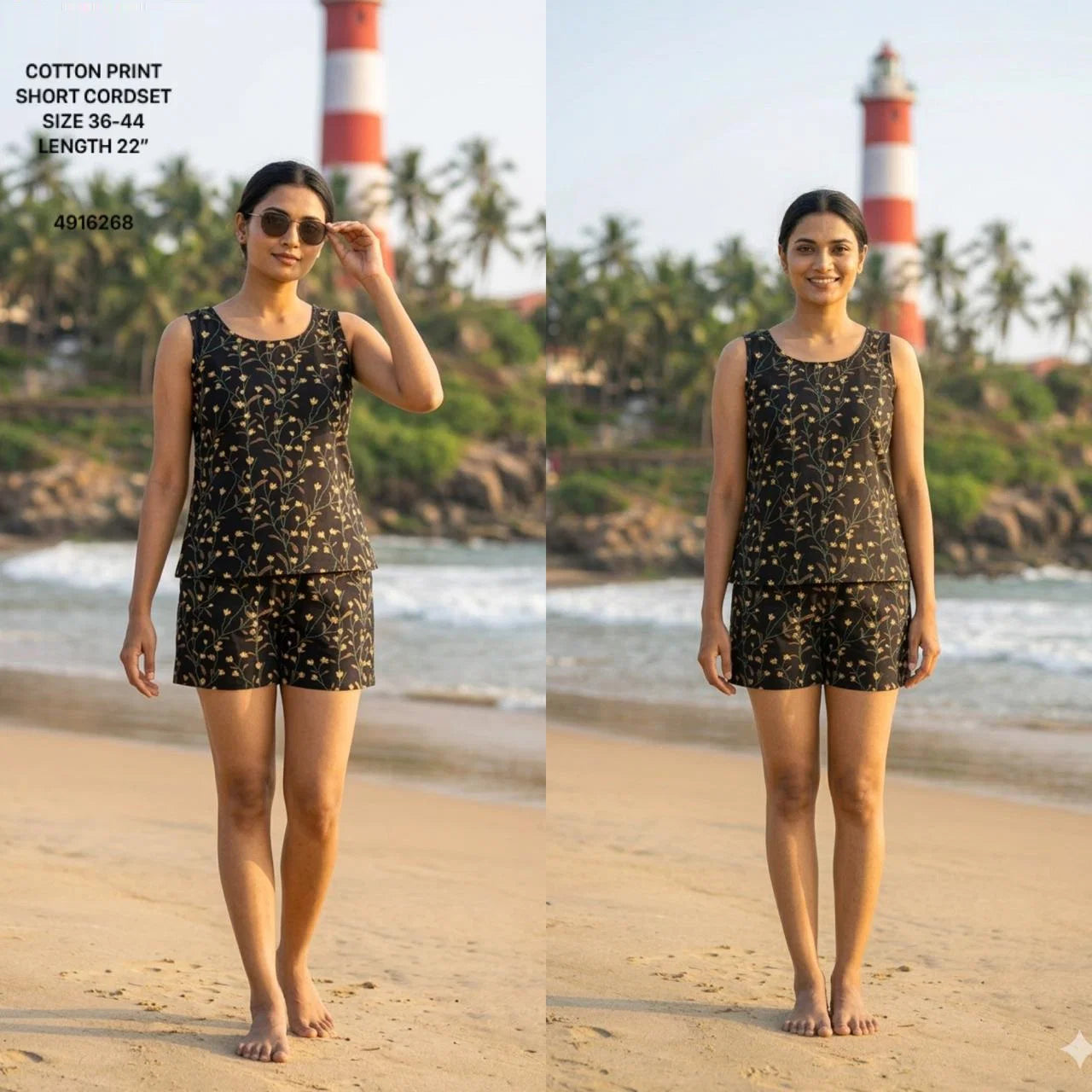 Naisha K 782 Cotton Printed Short Cordset Collection