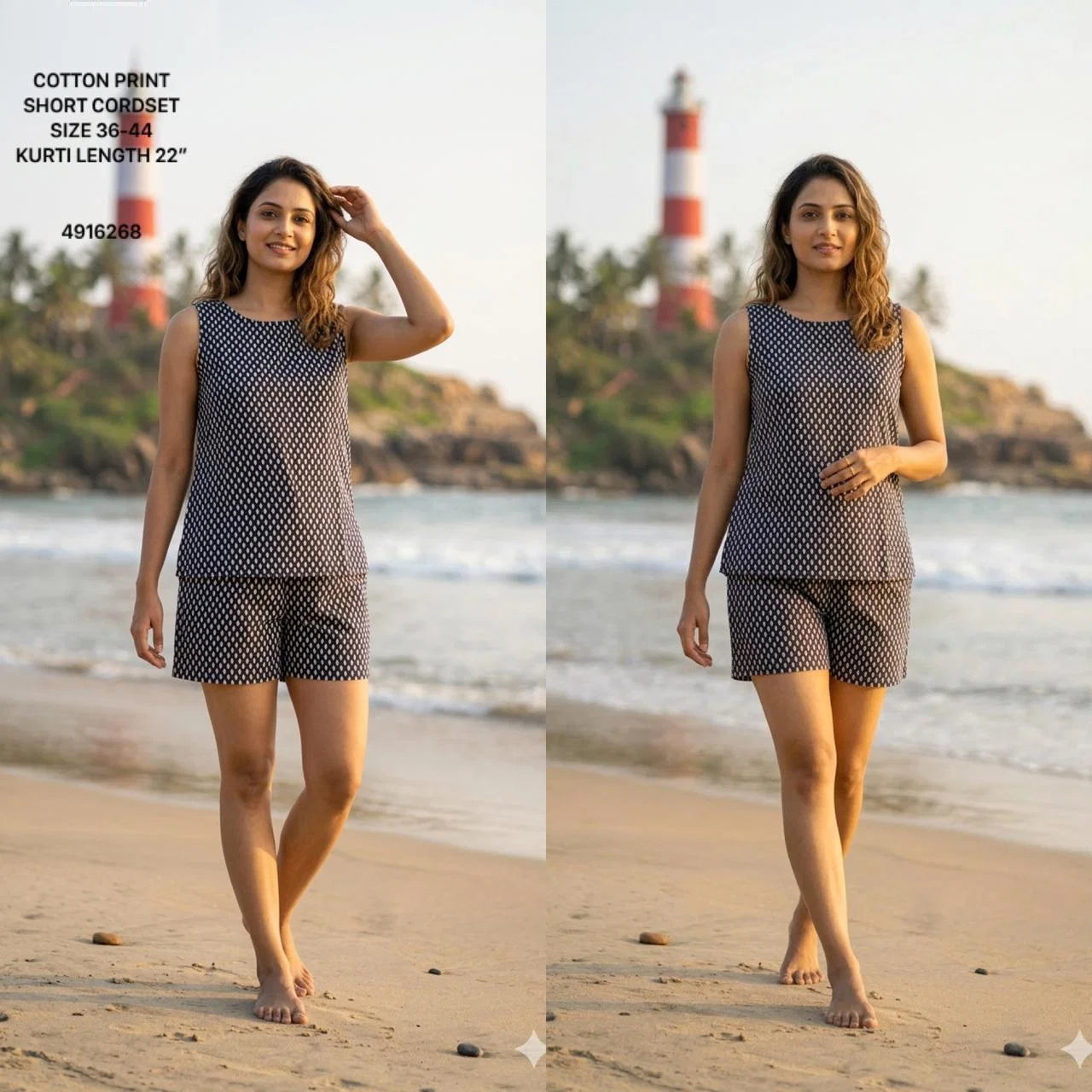 Naisha K 782 Cotton Printed Short Cordset Collection