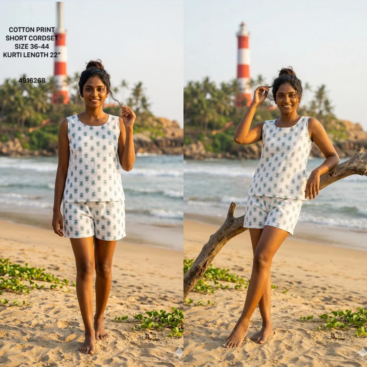 Naisha K 782 Cotton Printed Short Cordset Collection