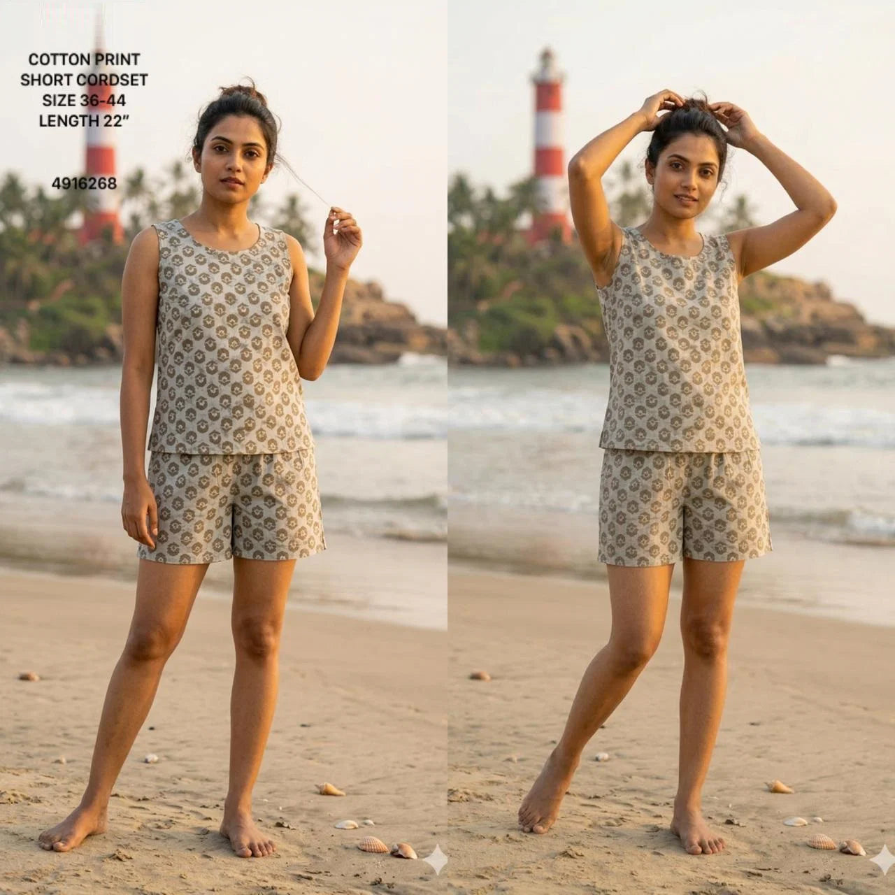 Naisha K 782 Cotton Printed Short Cordset Collection
