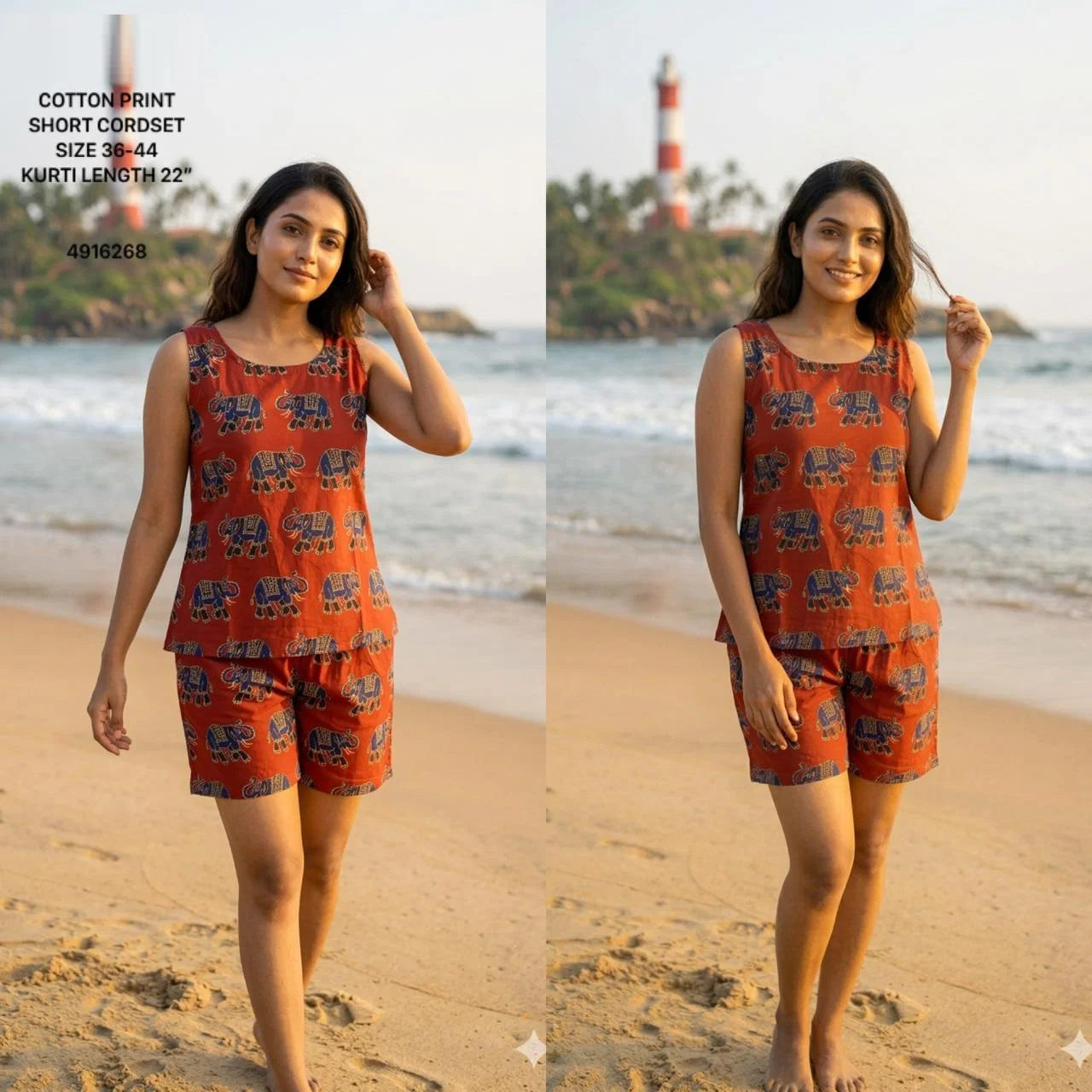 Naisha K 782 Cotton Printed Short Cordset Collection