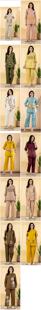 Naisha K 798 Cotton Flex With Worked Stylish Co Ord Set Collection