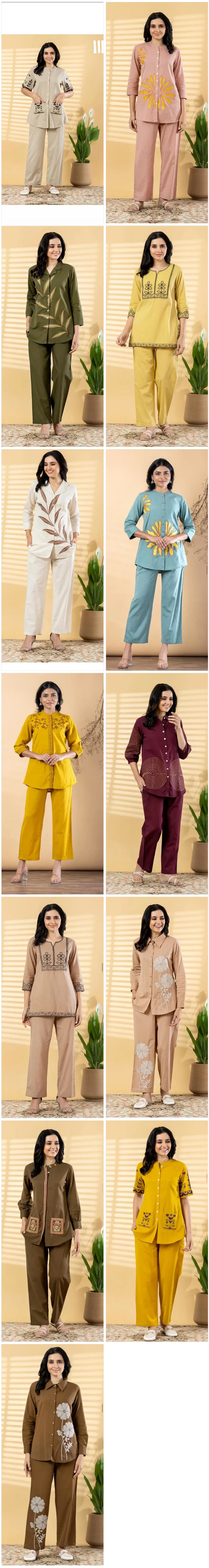 Naisha K 798 Cotton Flex With Worked Stylish Co Ord Set Collection