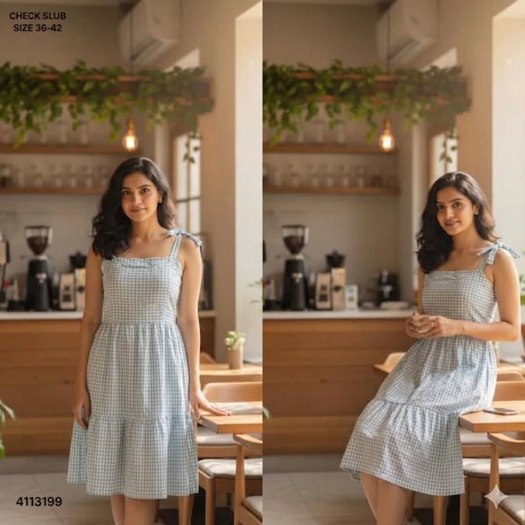 Naisha K 811 Check Slub Fancy One Piece Top Collection